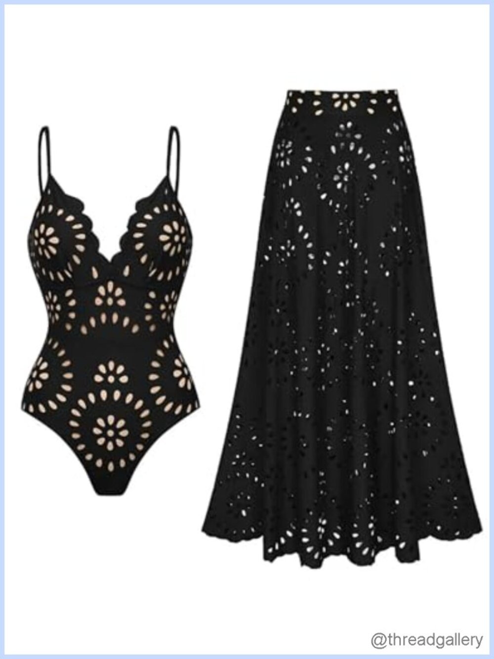 Women's One-Piece Bathing Suit Petal Hollow V Neck Swimskirt with Attached Skirt